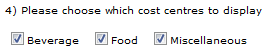 Fig.15 This image shows the option to select which cost centres to display; only products from within the selected cost centre will be displayed on the stock tally sheet