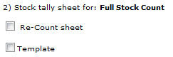Fig.20 This image shows the option available when printing the stock tally sheet by template
