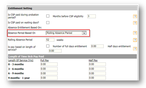 Fig 2 - Contract Absence Settings