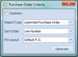 Purchase Order Report Criteria