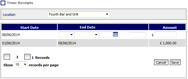 Fig 3 – Record Receipts Screen