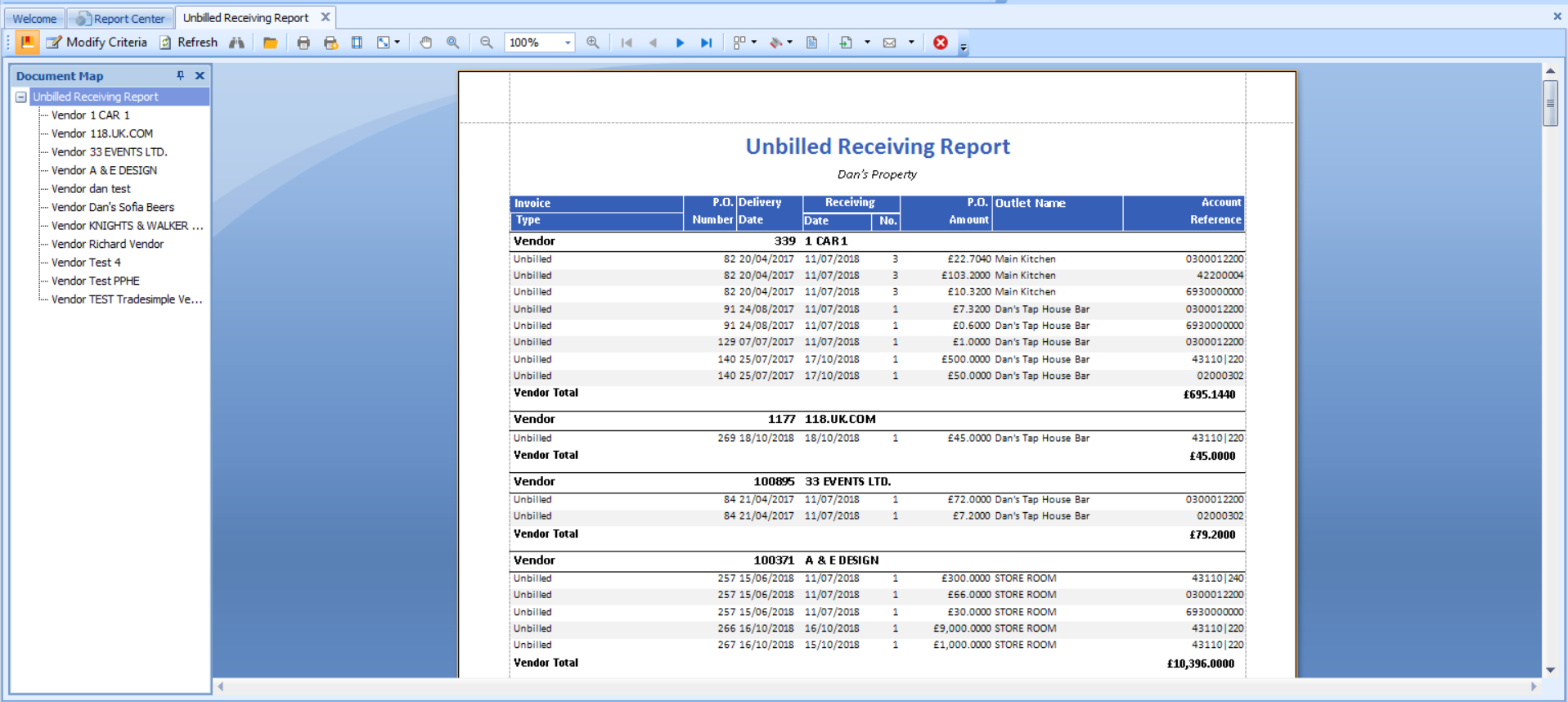 Fig. 3 - Unbilled Receiving Report