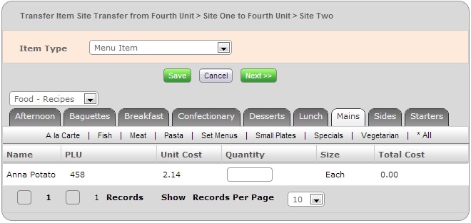 Fig 08 - Site Transfer Selecting Menu Items