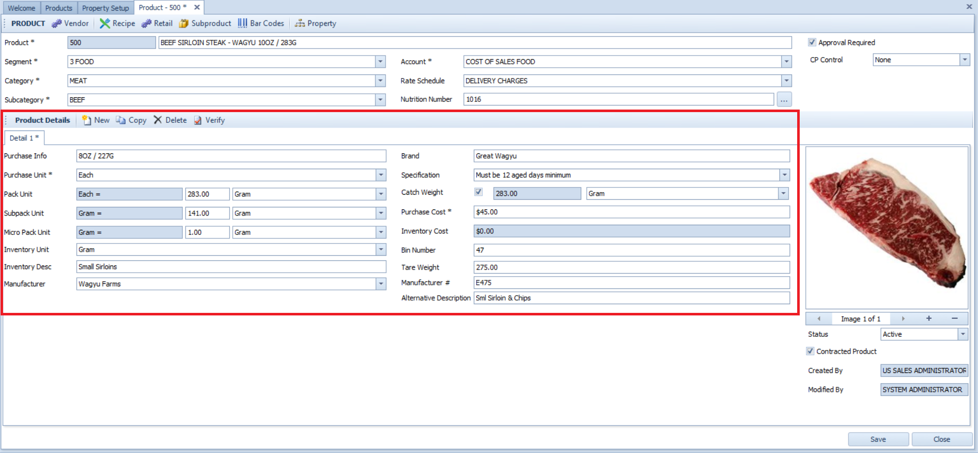 Fig. 2 - Details Section as part of the new product screen