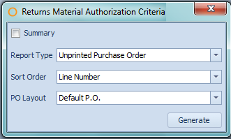 Returns Material Authorization criteria