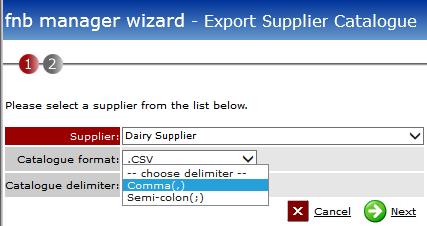 Fig 2 - New Export Supplier Catalogue Screen