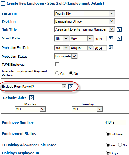 Fig 7 - Exclude From Payroll Setting