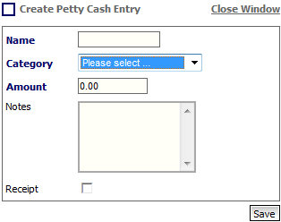 Fig 8 - Create Petty Cash Entry