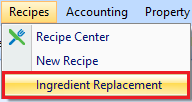 Ingredient Replacement drop down