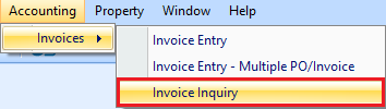 Invoice Inquiry drop down option