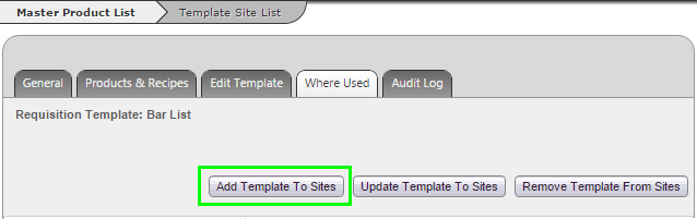 Fig 6 – Add Templates to Sites Button