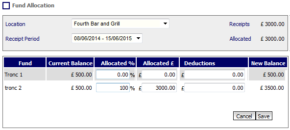 Fig 4 – Fund Allocation Screen