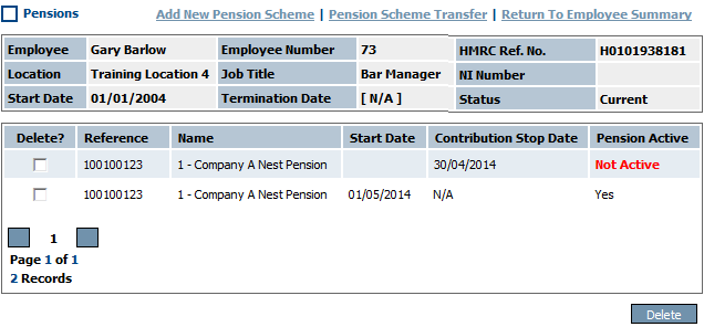 Fig 3 – Updated Pensions Page