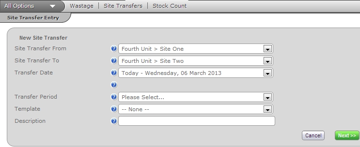Fig 02 - Site Transfer Options