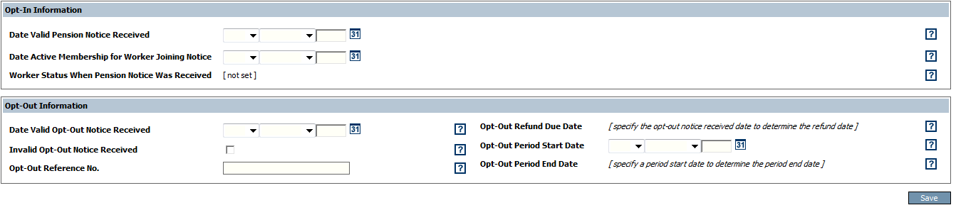 Opt in / opt out information