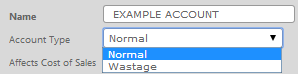 Fig 2 - Account Type Drop-down List