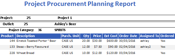 Project Procurement Planning Report