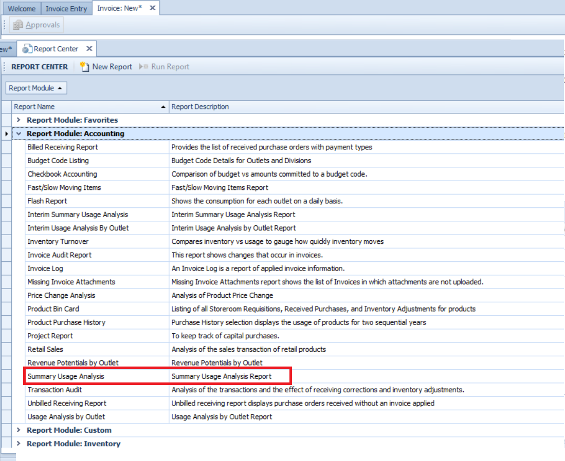 Fig. 01 - Loading the Summary Usage Analysis