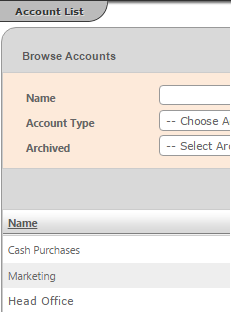 Fig 1 – Account Admin Page